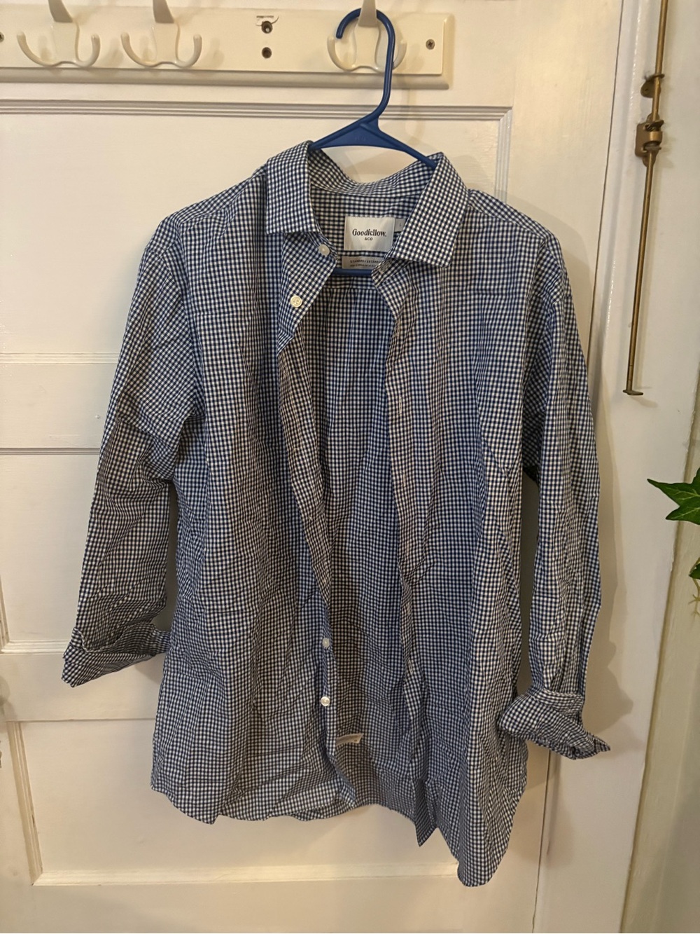 Goodfellow & Co Navy and White Gingham Dress Shirt